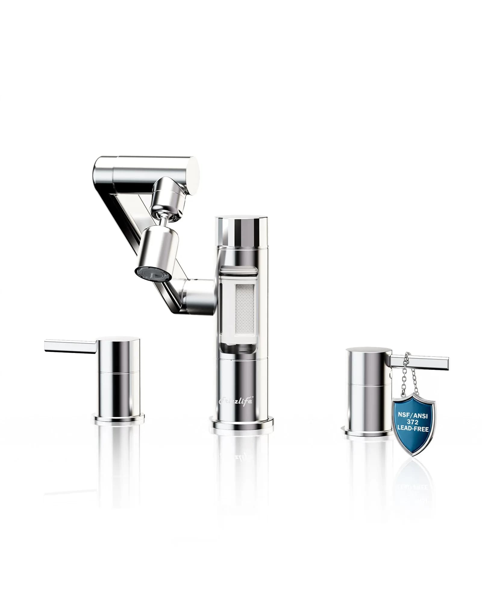 Frizzlife MF1080-X Series polished chrome faucet with water filter and swivel aerator