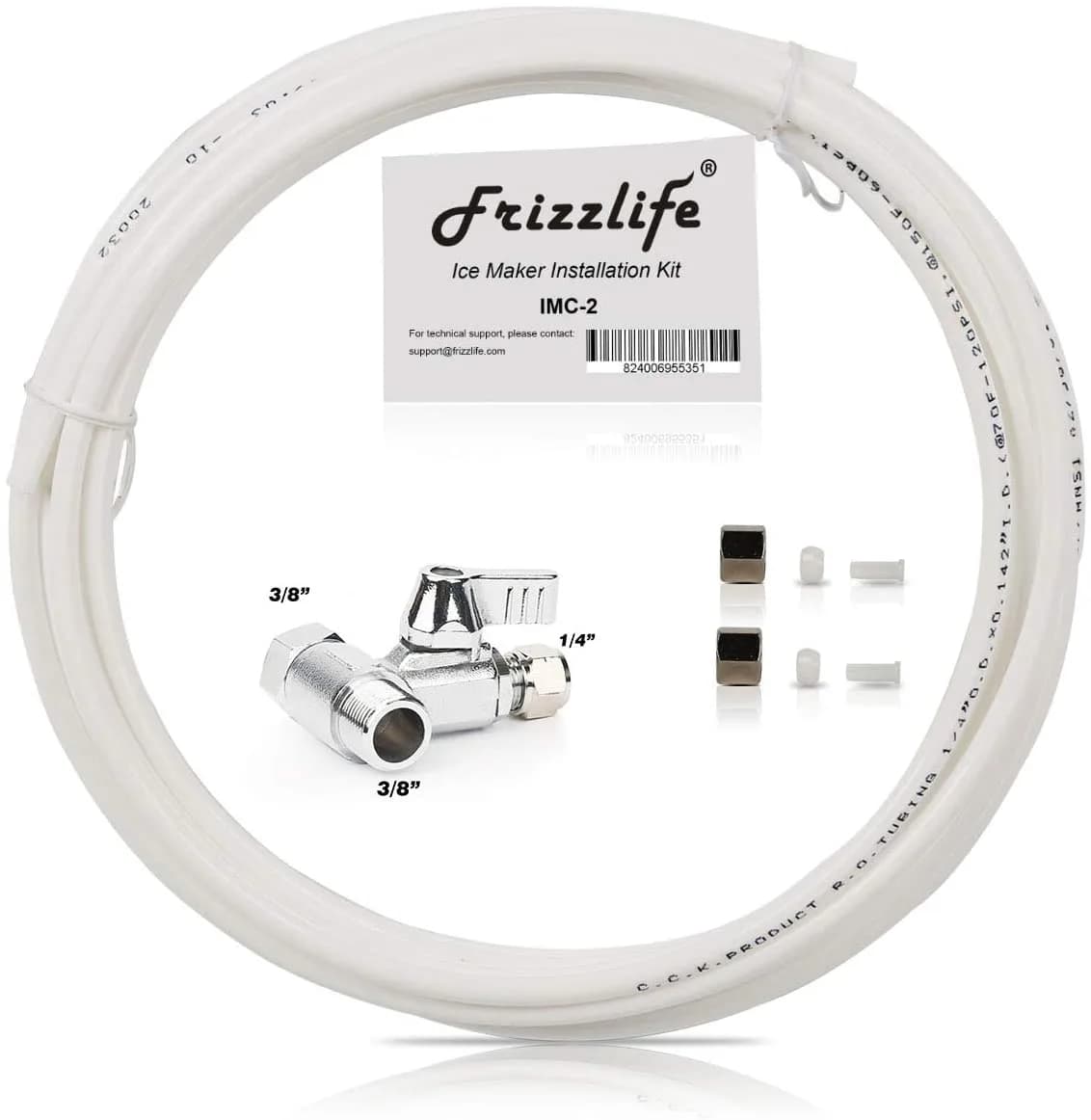 Frizzlife IMC-2 ice maker kit for braid hose connect water filter system